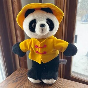 Panda Plush Stuffed‎ Animal Toy Network Yellow Raincoat Teddy Bear Toy 1990s